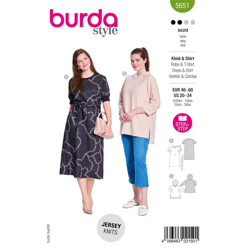 Burda Style 5651 – Klänning och hoodie plusstorlekar (46-60)