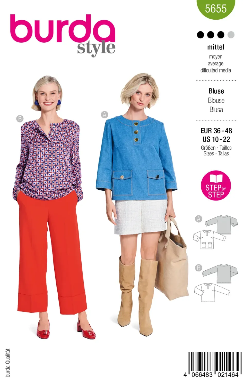 Burda Style 5655 – Blus dam (36-48)