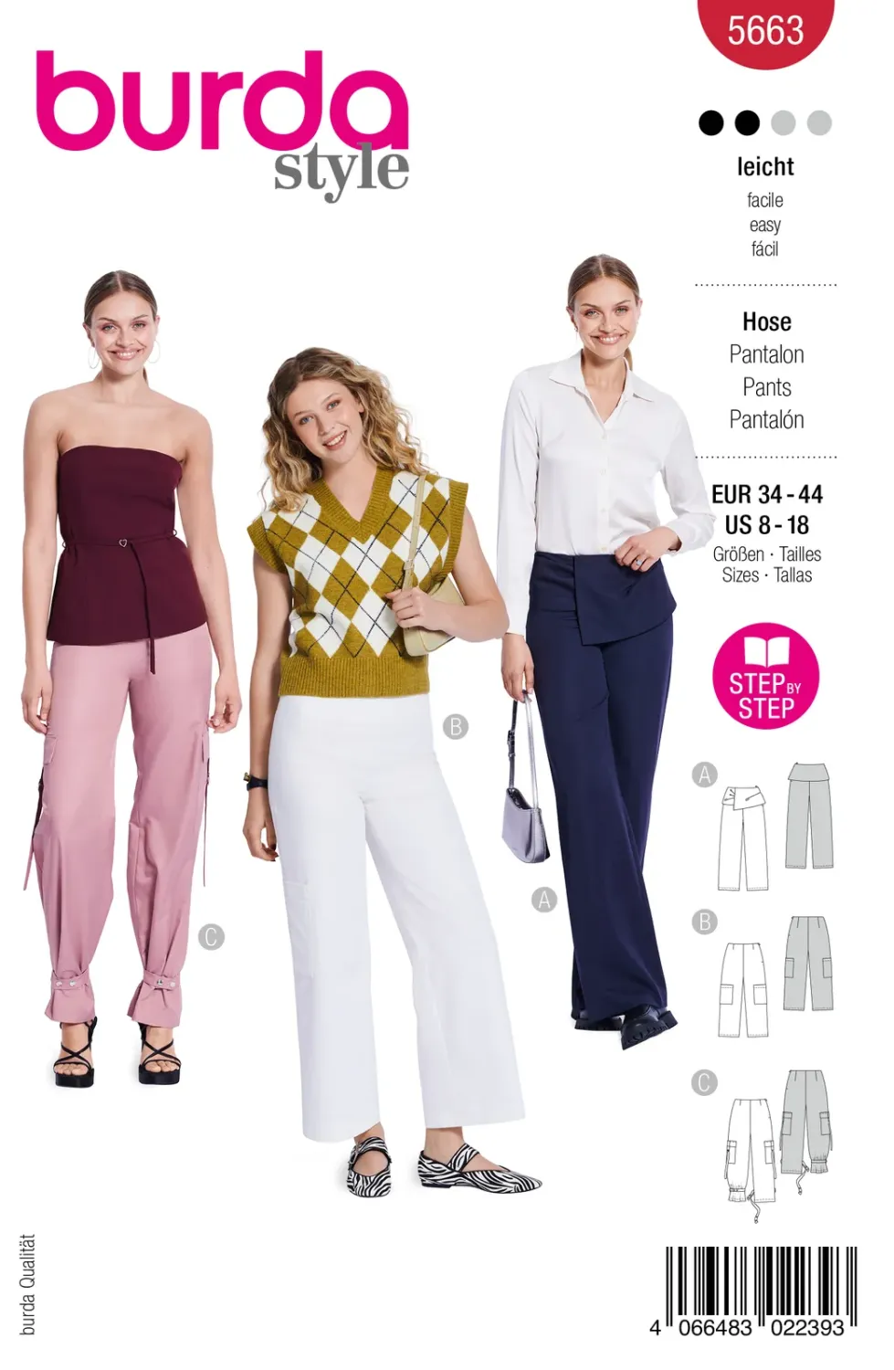 Burda 5663 | Byxor i tre modeller