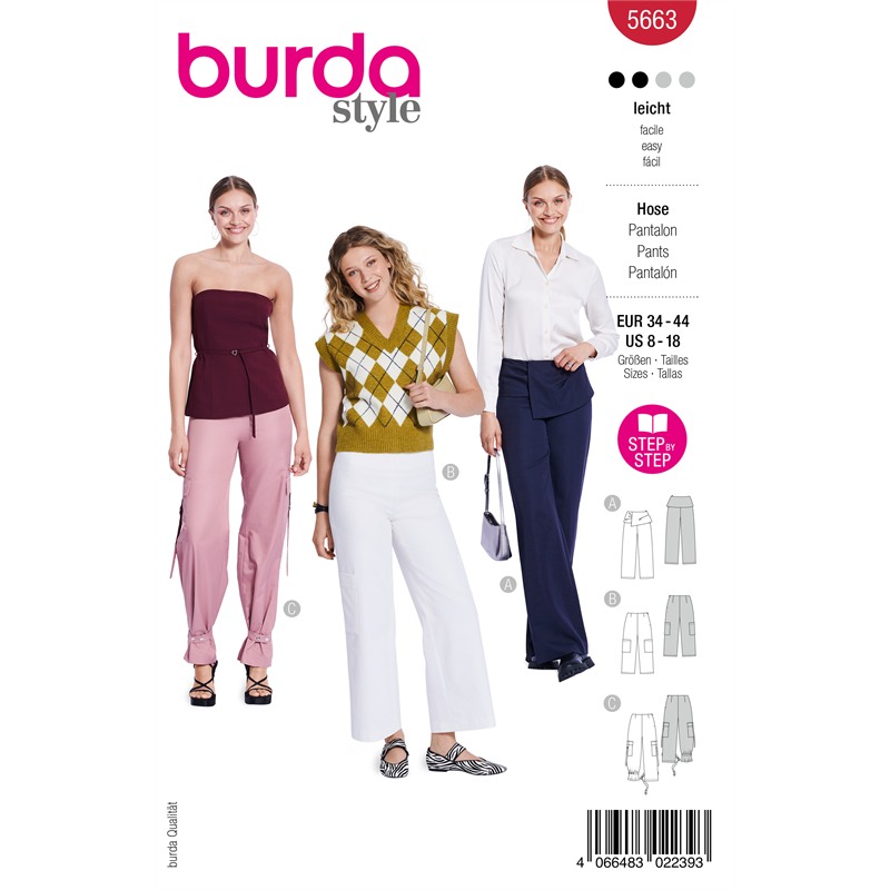 Burda 5663 | Byxor i tre modeller