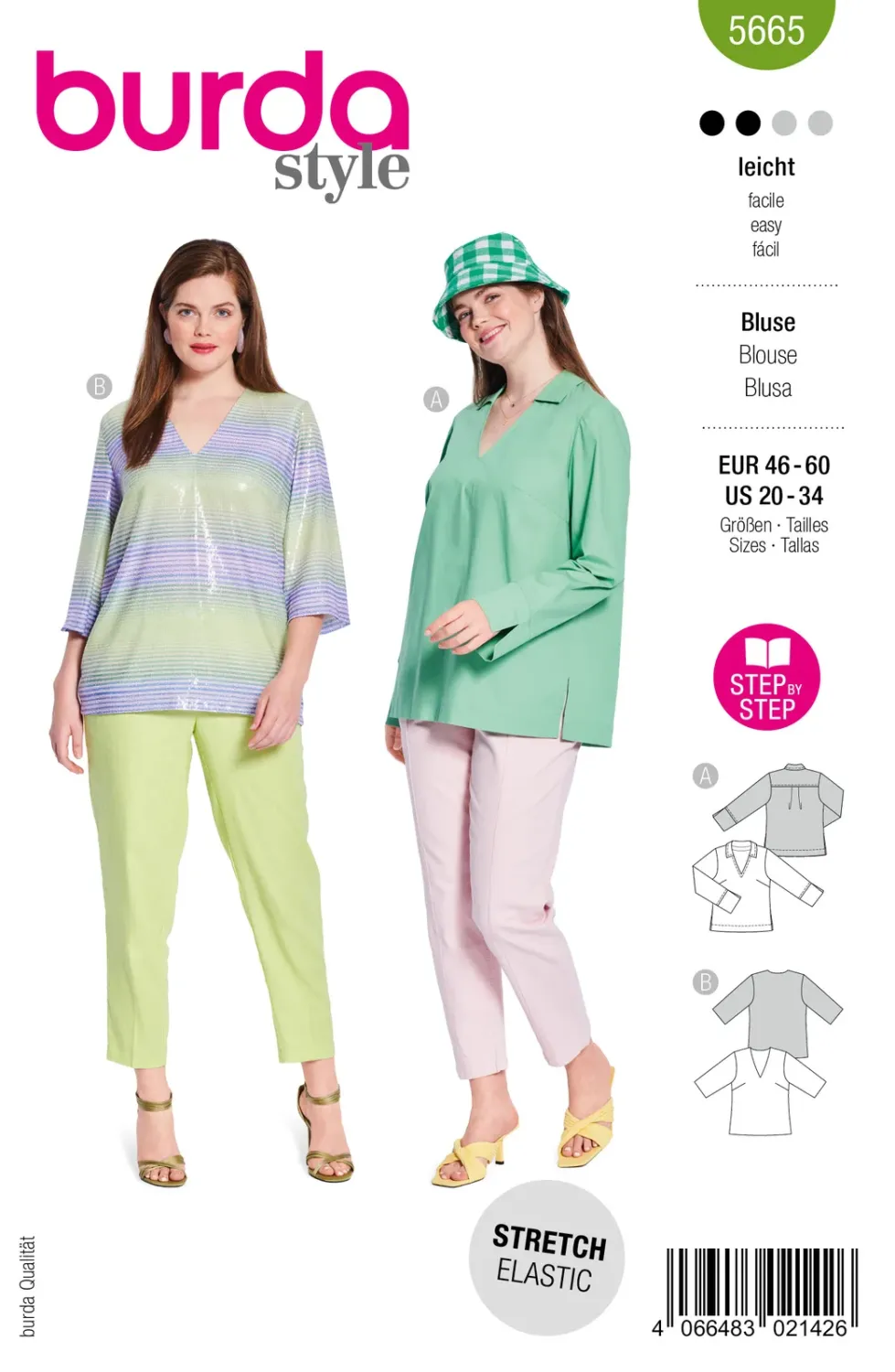 Burda Style 5665 – Blus plusstorlekar (46-60)