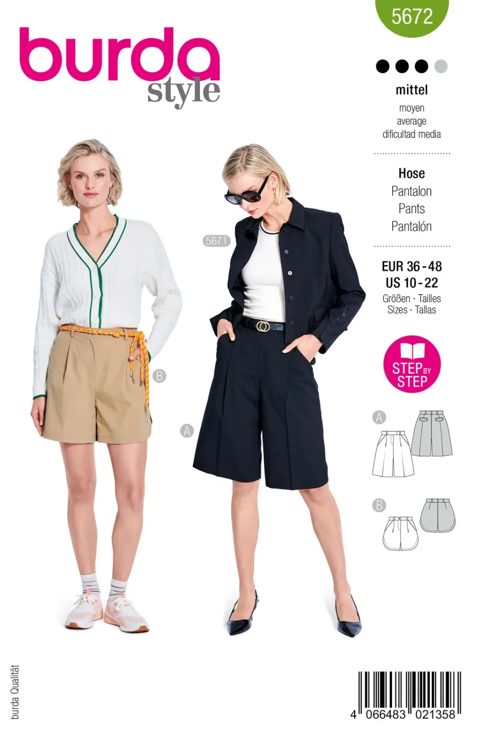 Burda Style 5672 – Bermudashorts dam (36-48)