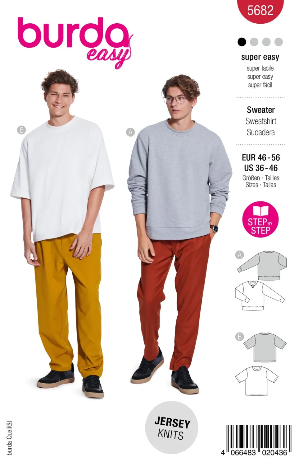 Burda 5682 sweatshirt herr, stl 46-56