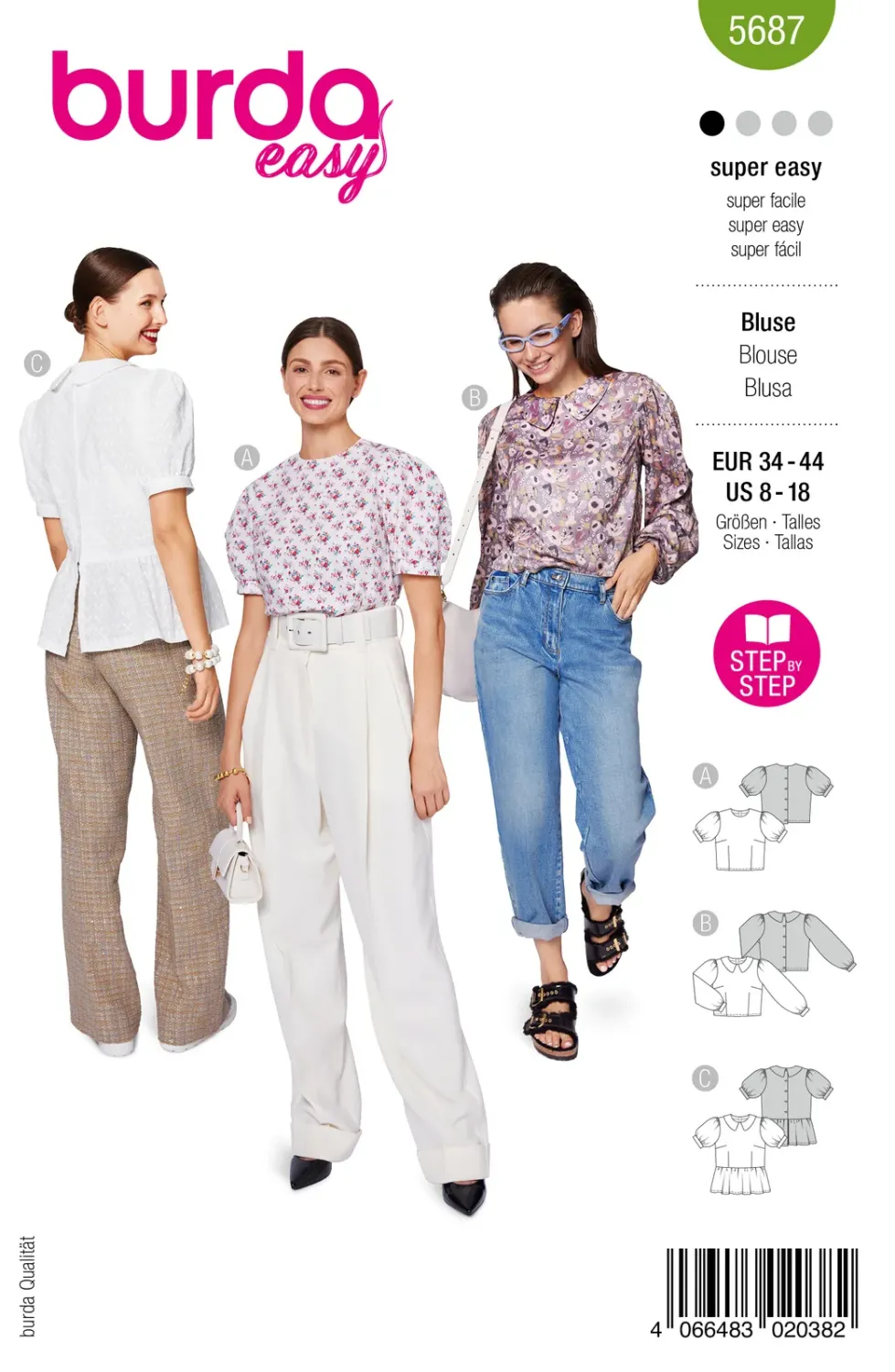 Burda 5687 blusar dam, stl 34-44