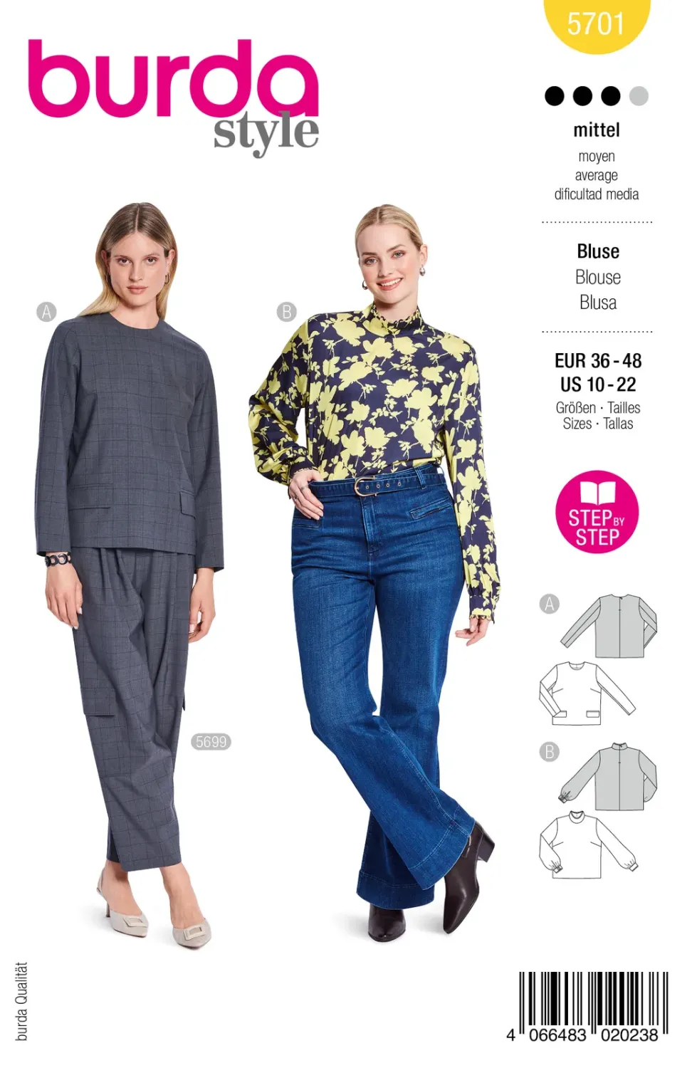 Burda 5701 blusar dam, stl 36-48