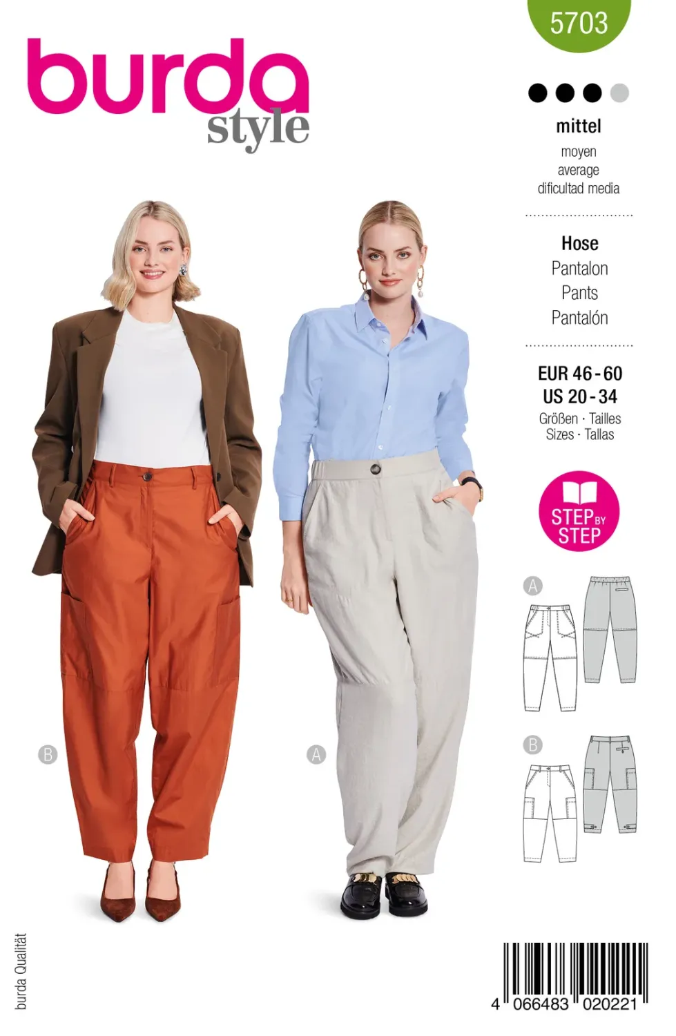Burda 5703 byxor dam, stl 46-60
