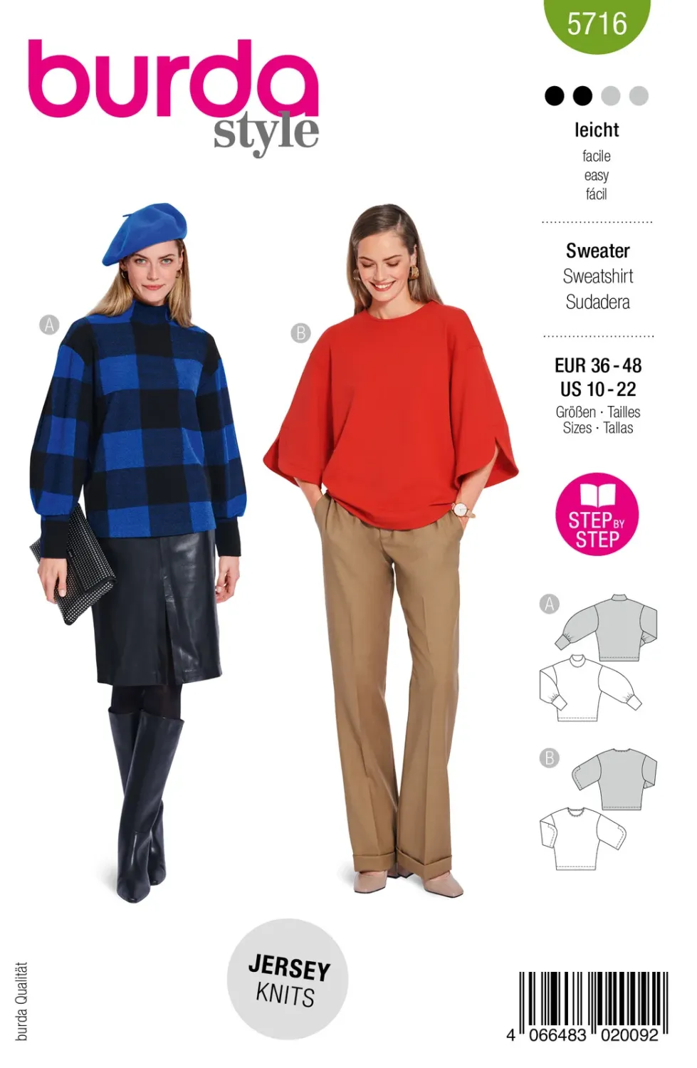 Burda 5716 sweatshirt dam, stl 36-46