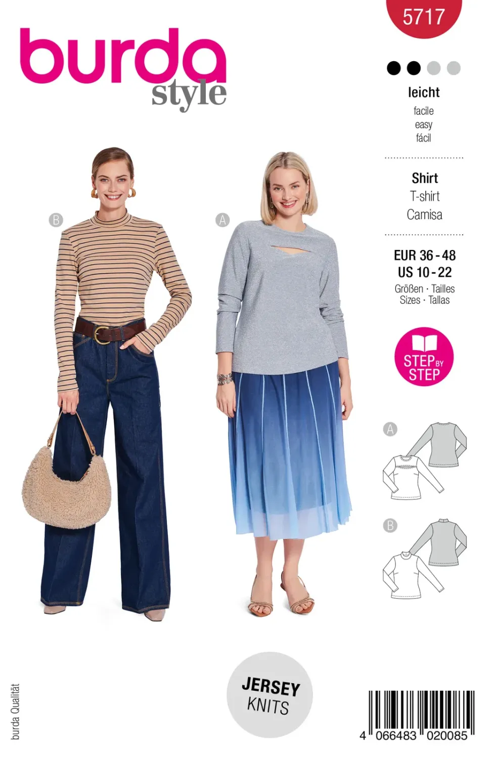 Burda 5717 långärmad tröja dam, stl 36-48