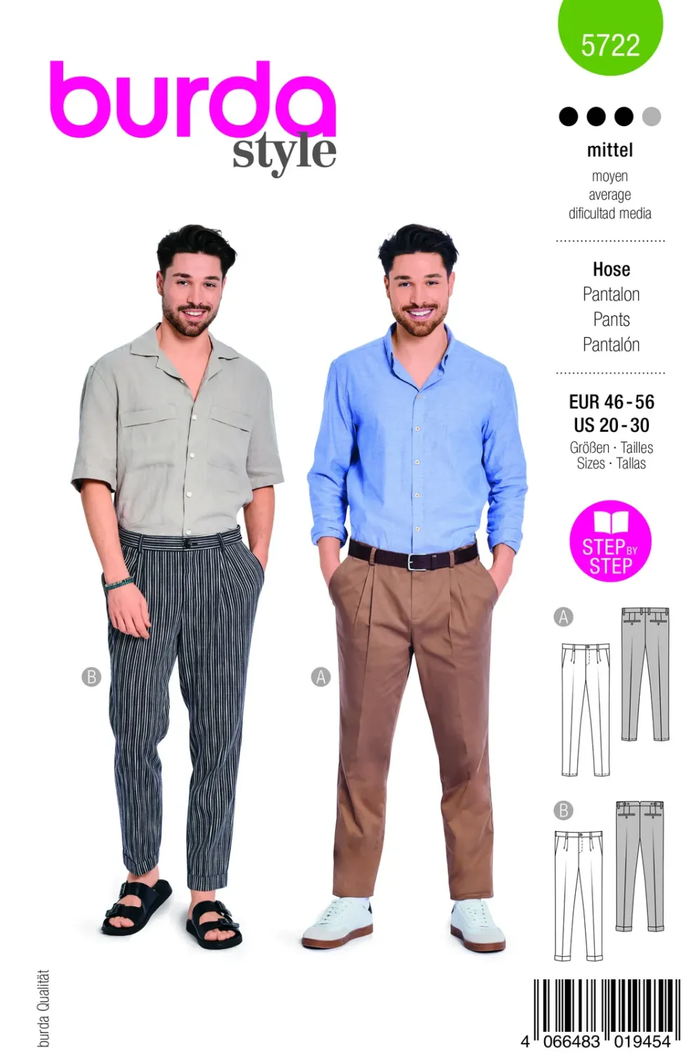 Burda 5722 Byxor med veck