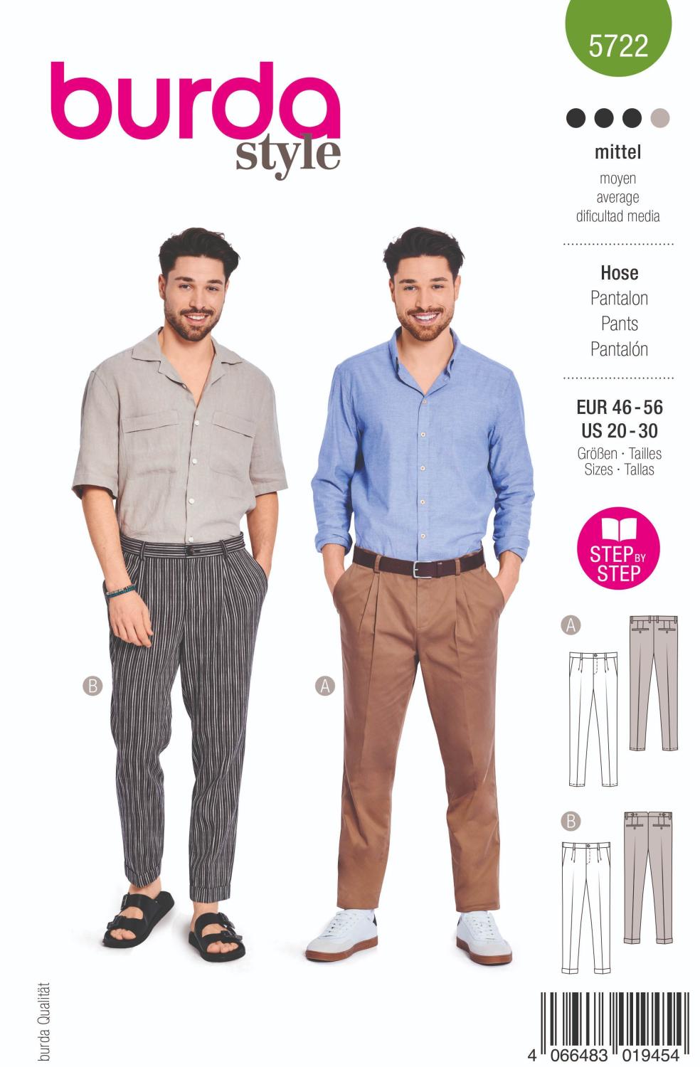 Burda 5722 Byxor med veck