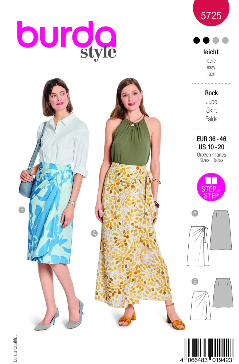 Burda 5725 Kjol med sari-stil