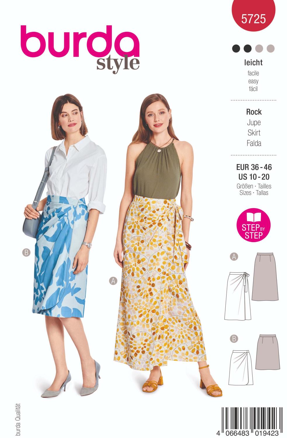 Burda 5725 Kjol med sari-stil