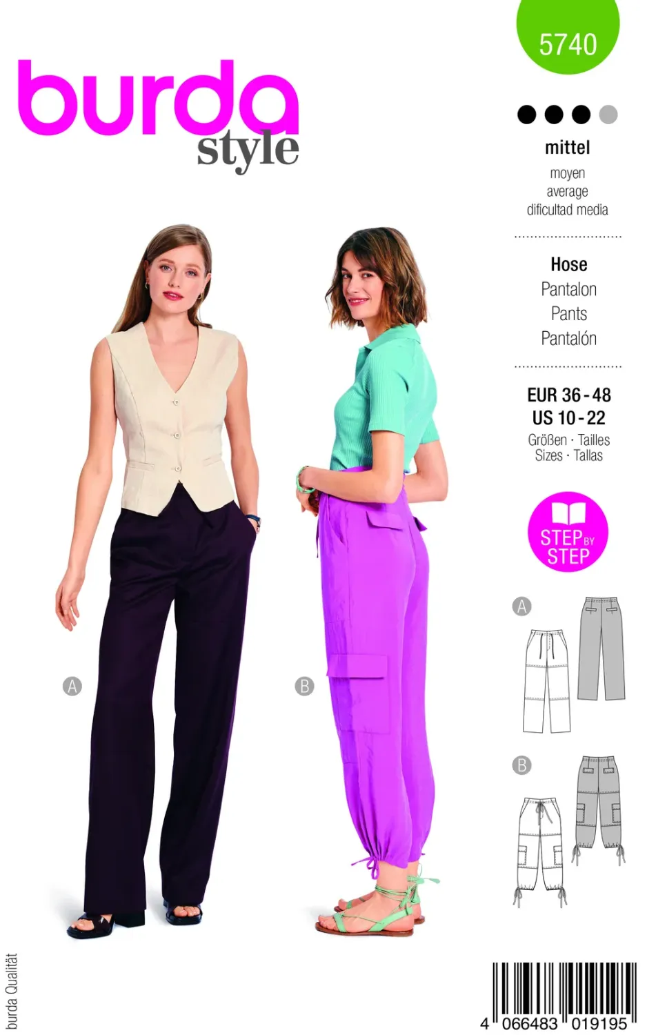 Burda 5740 Byxor med dragsko