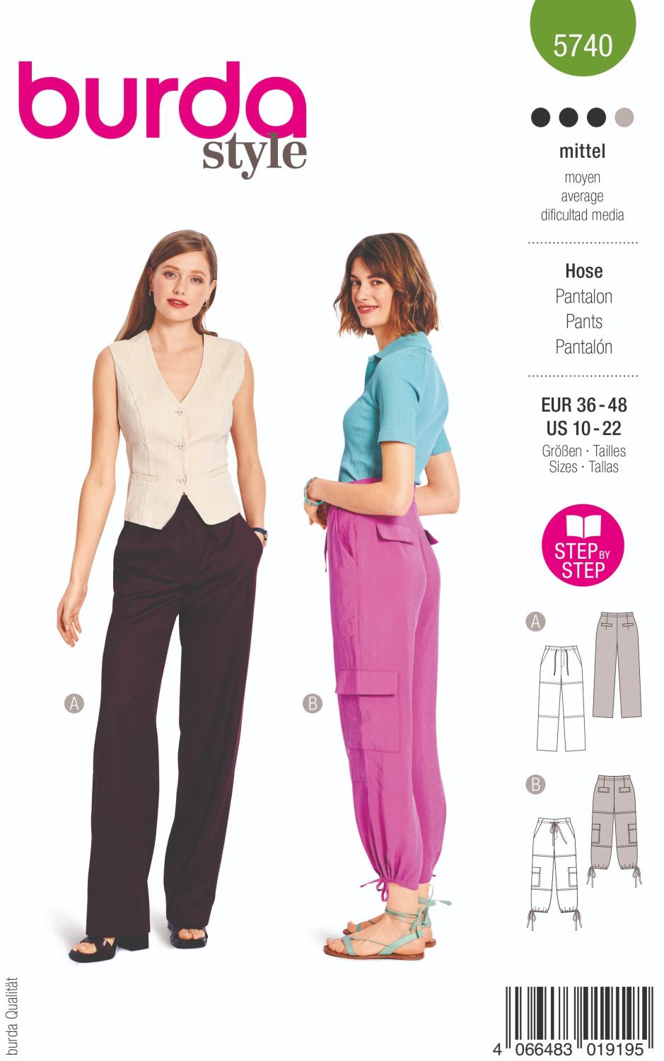 Burda 5740 Byxor med dragsko