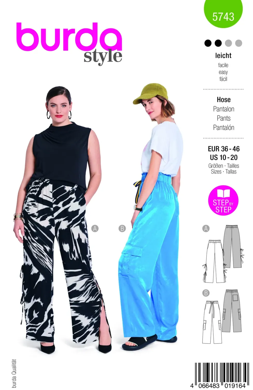 Burda 5743 Byxor med höga sidoslitsar