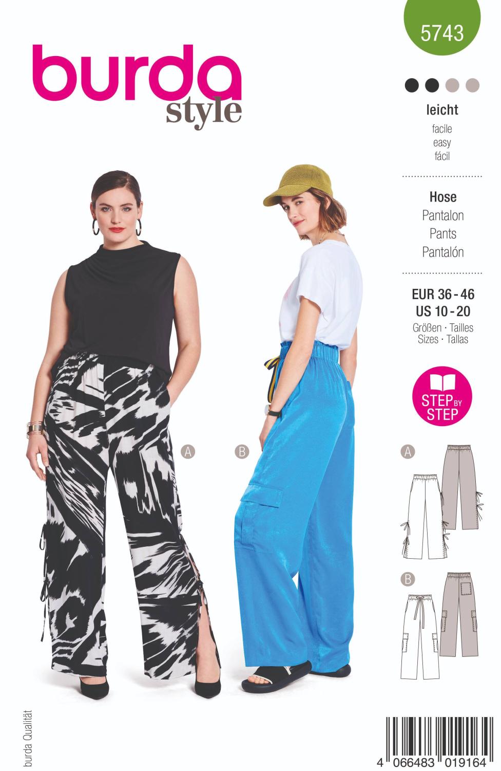 Burda 5743 Byxor med höga sidoslitsar