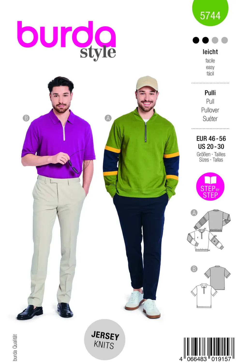 Burda 5744 Pullover med ståkrage