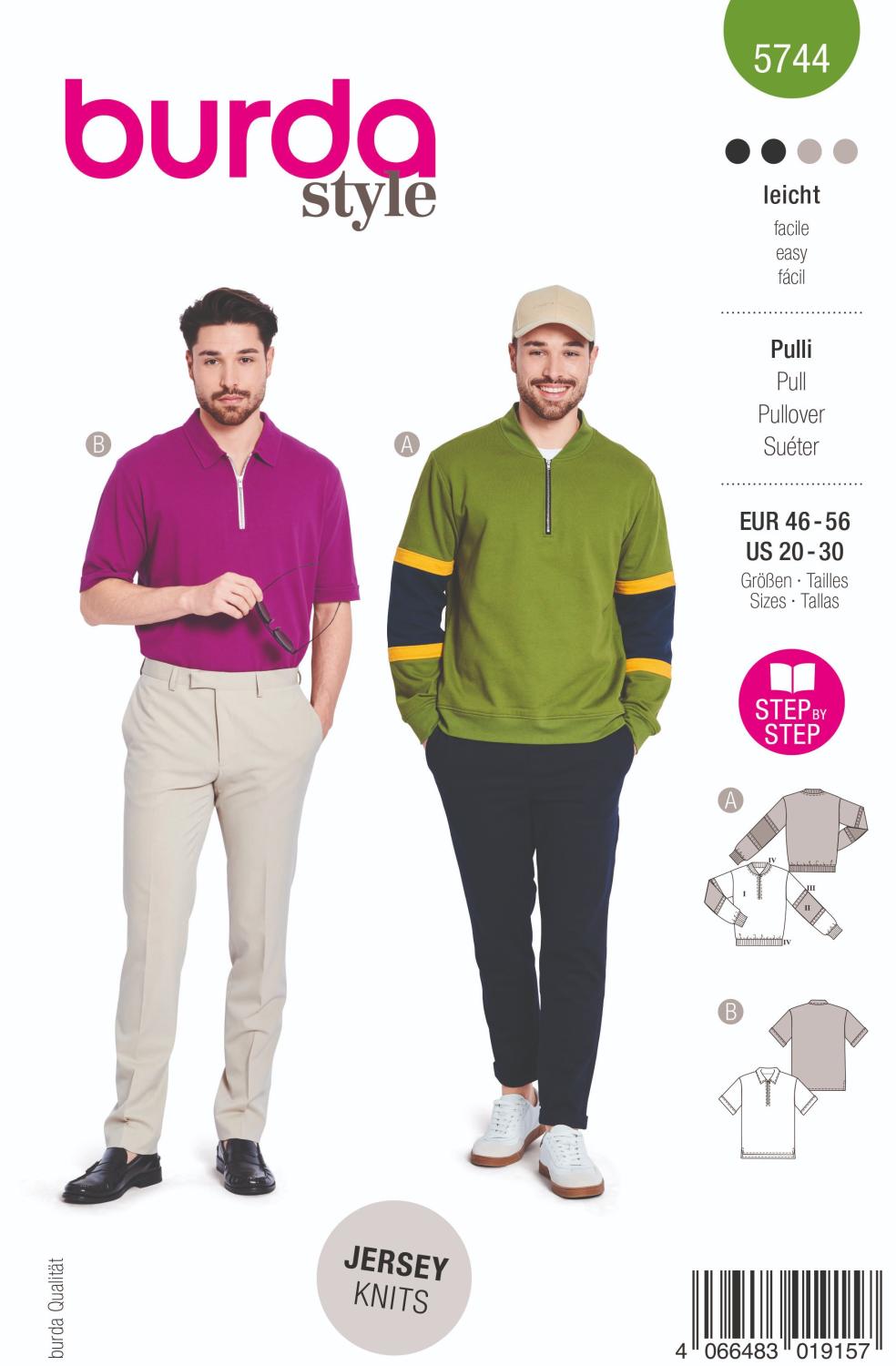 Burda 5744 Pullover med ståkrage