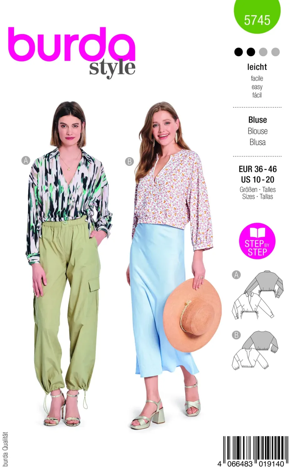 Burda 5745 Blus med djupare ärmar