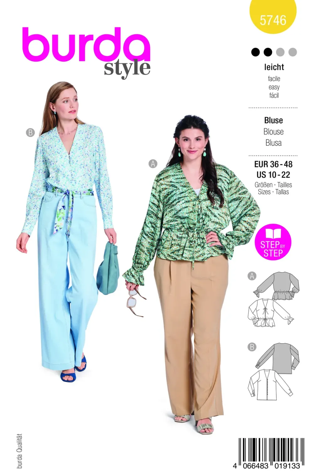 Burda 5746 Blus med elastisk midja
