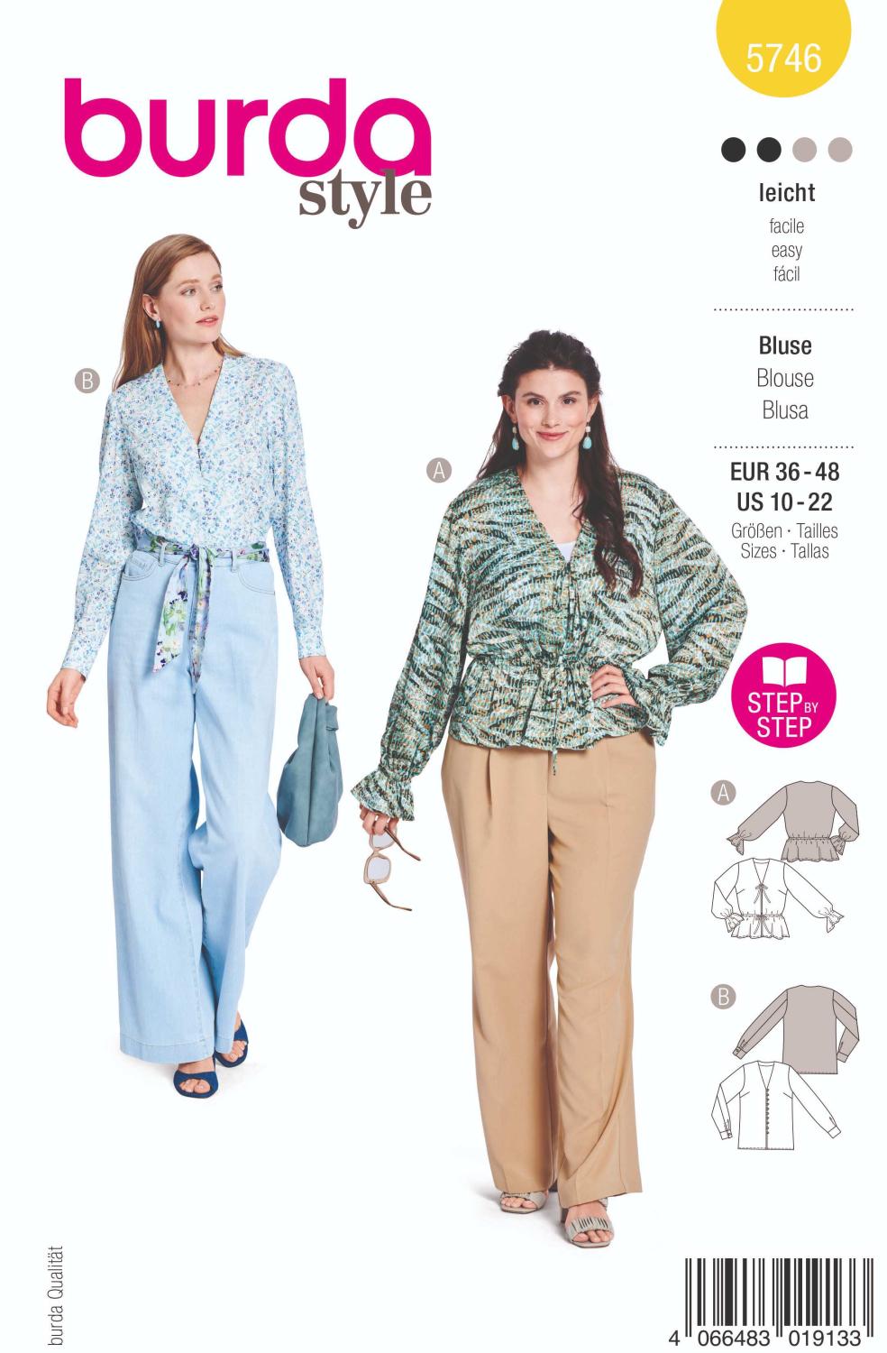 Burda 5746 Blus med elastisk midja