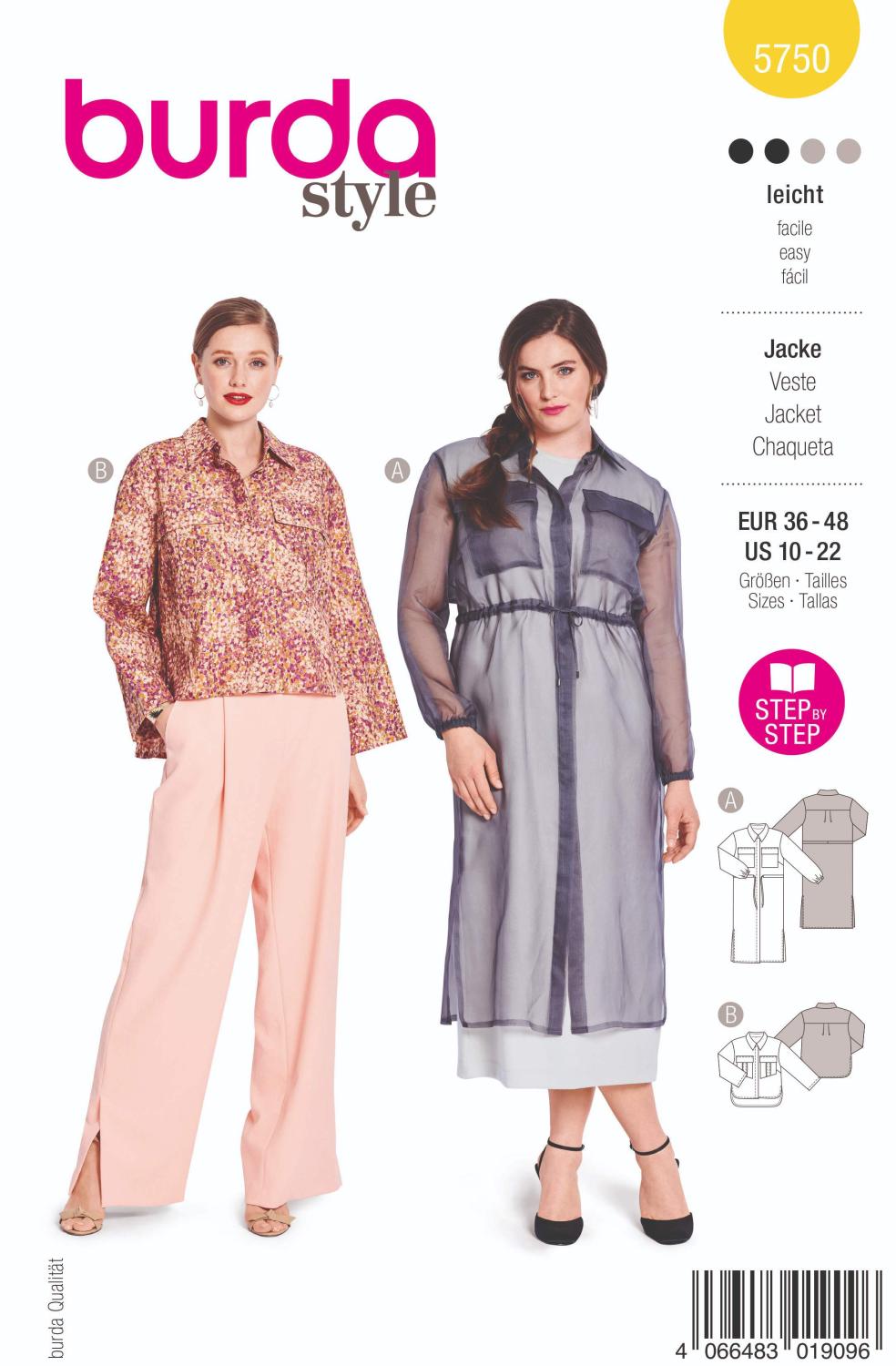 Burda 5750 Jacka med stora ficklock