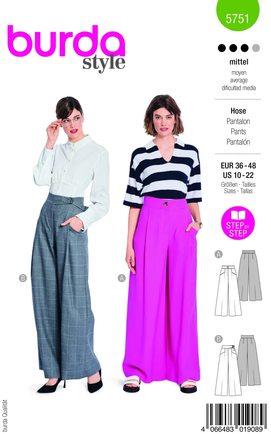 Burda 5751 Byxor med avslappnar passform