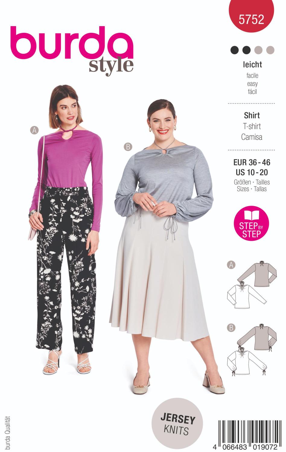 Burda 5752 Skjorta med rynkdetaljer