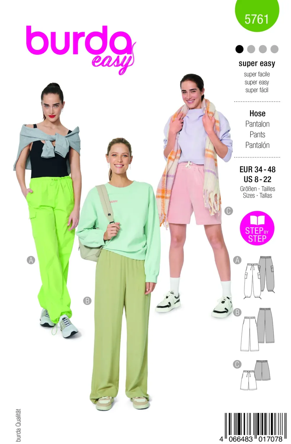 Burda 5761 lastbyxor dam, stl 34-48