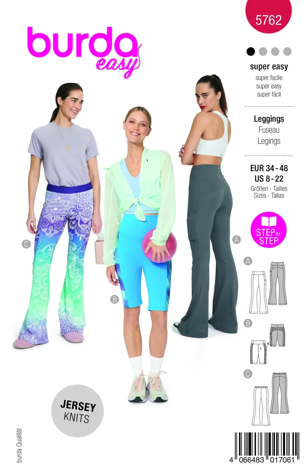 Burda 5762 leggings dam, stl 34-48
