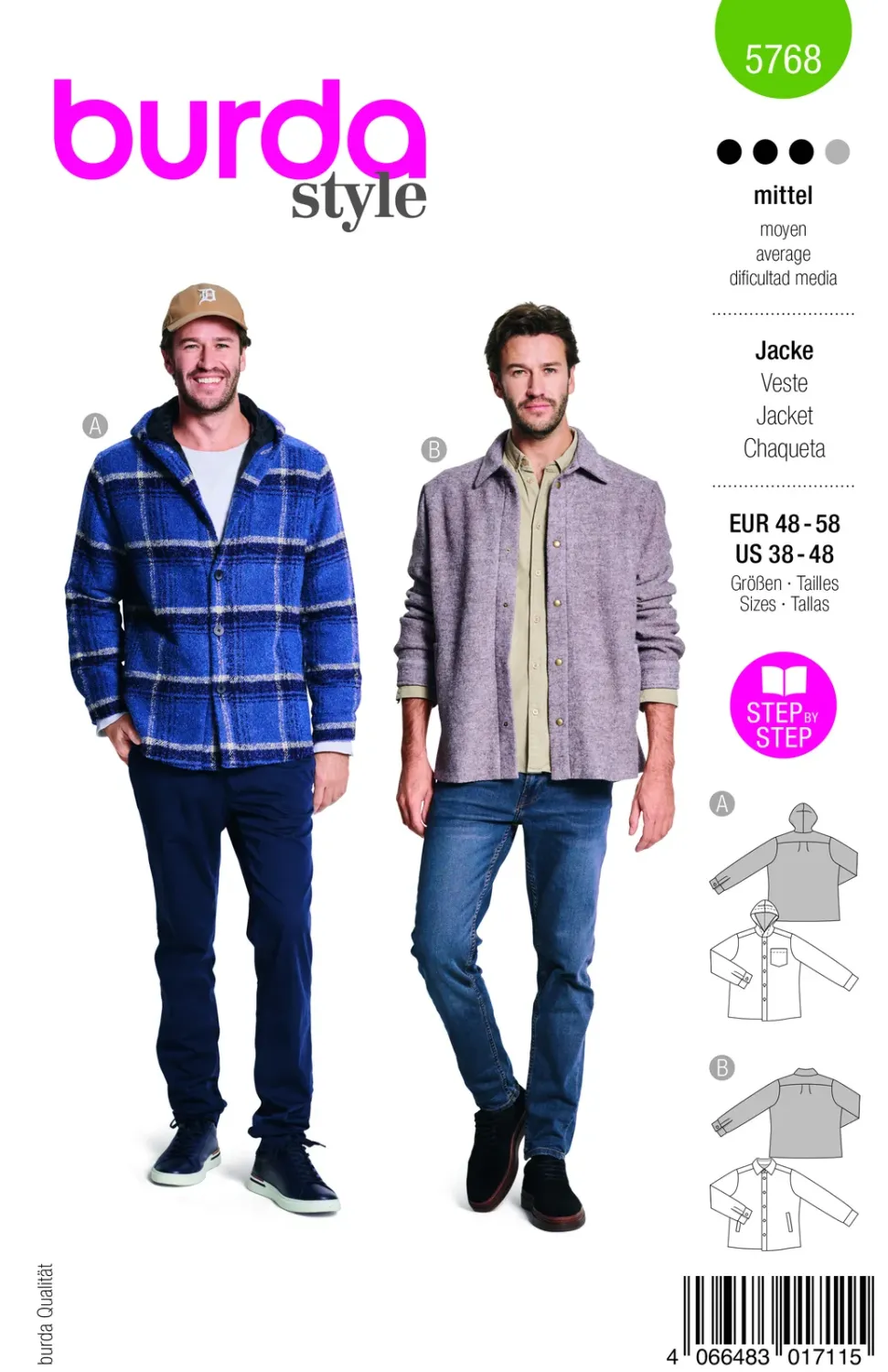 Burda 5768 – Skjortjacka i ullbouclé dam (48-58)