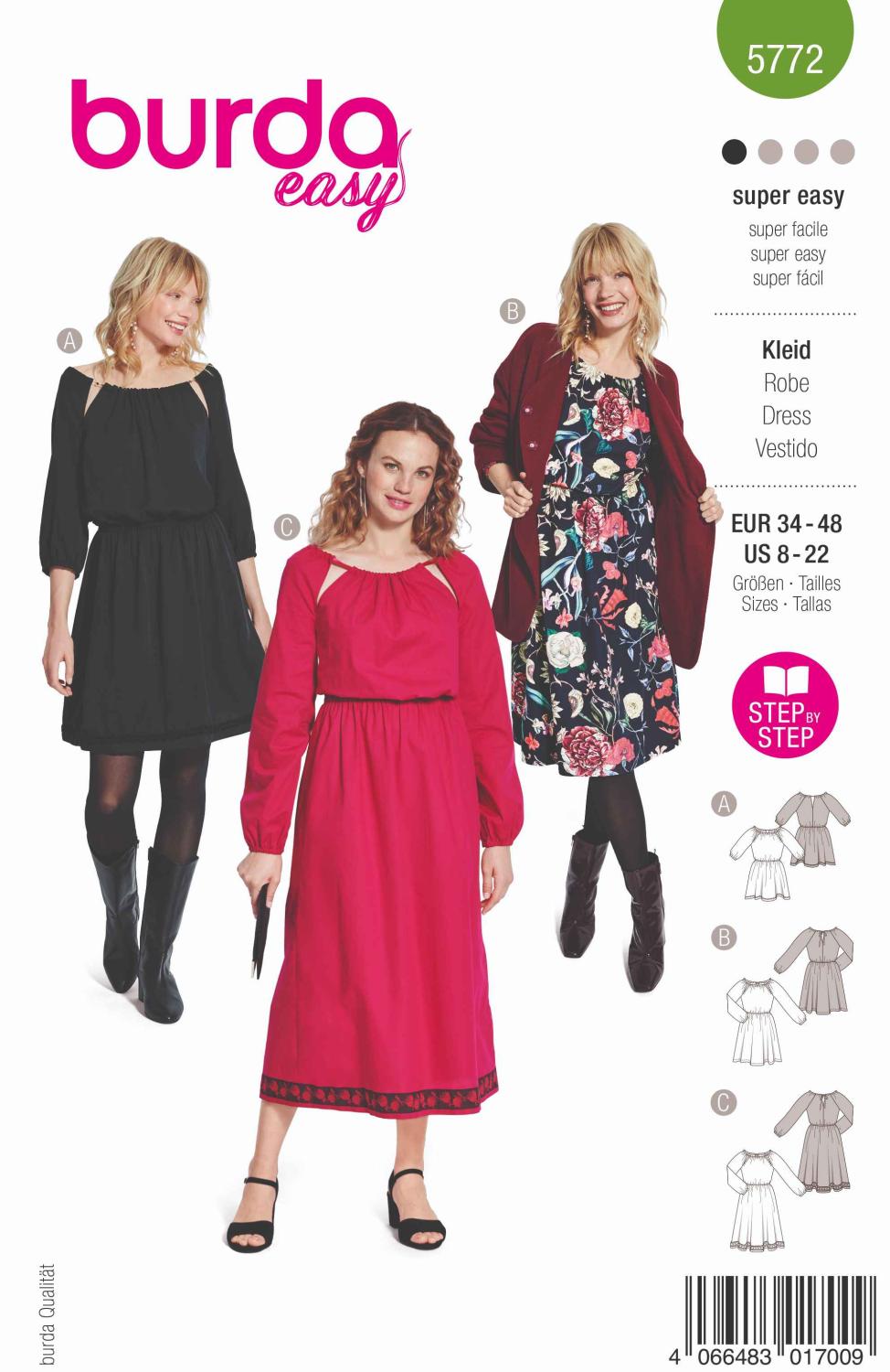 Burda Mönster 5772 - Klänning