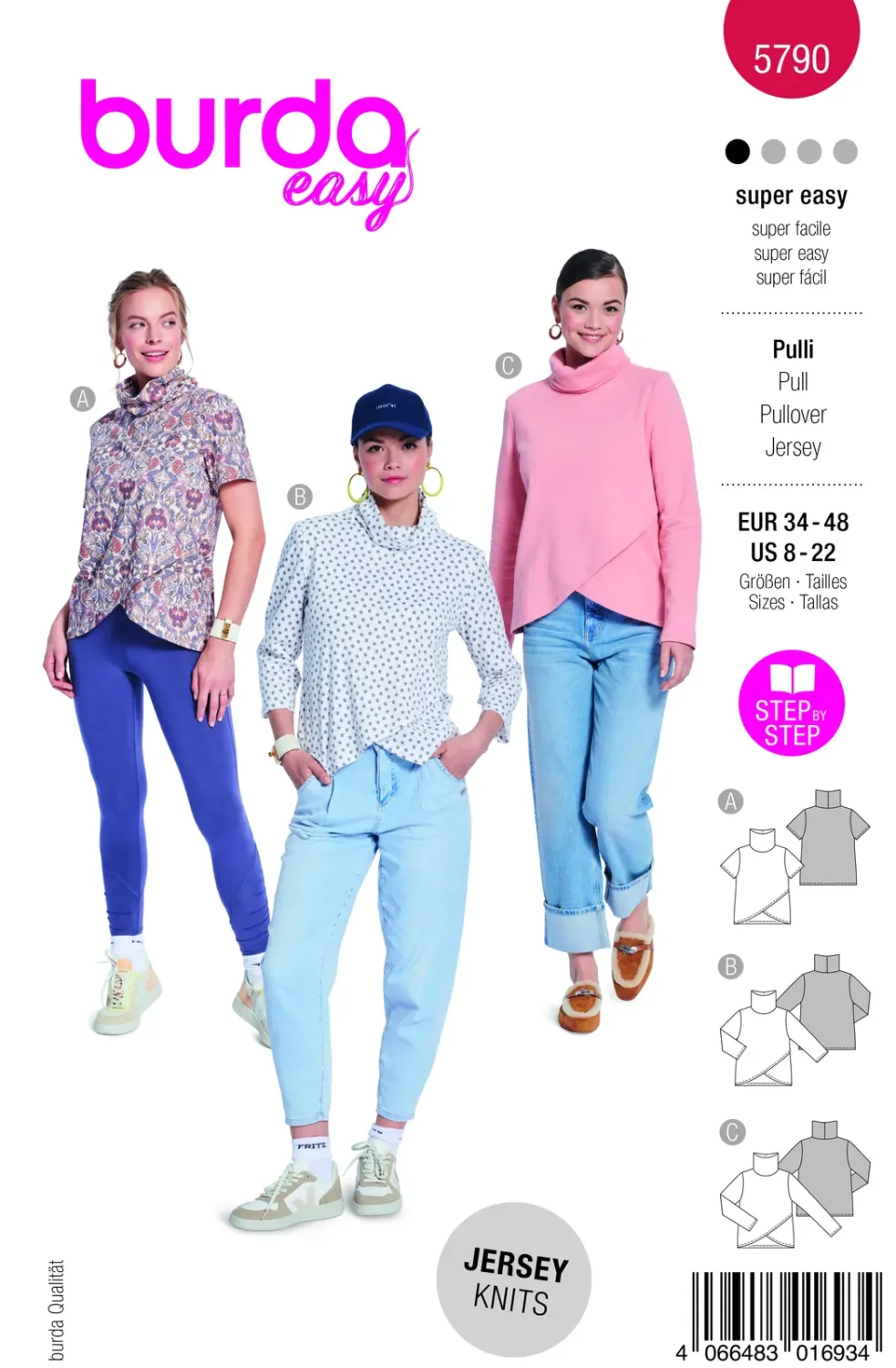 Burda 5790 pullover dam, stl 34-48