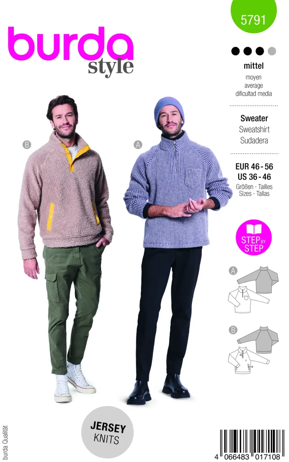 Burda 5791 sweatshirt dam, stl 46-56