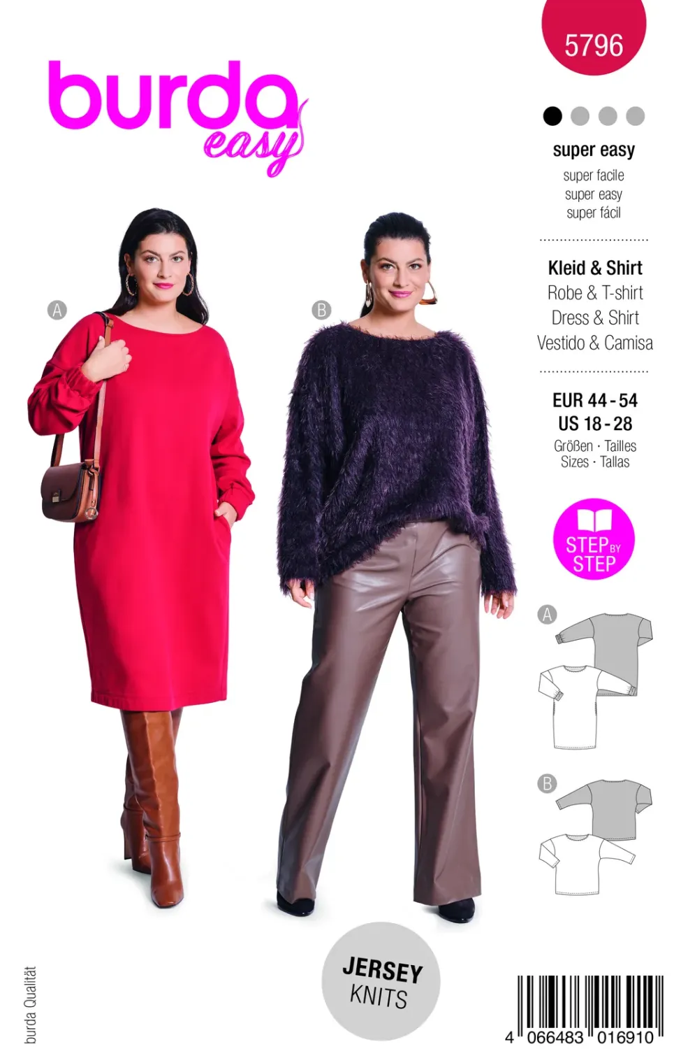 Burda 5796 – Sweatshirtklänning dam (44-54)