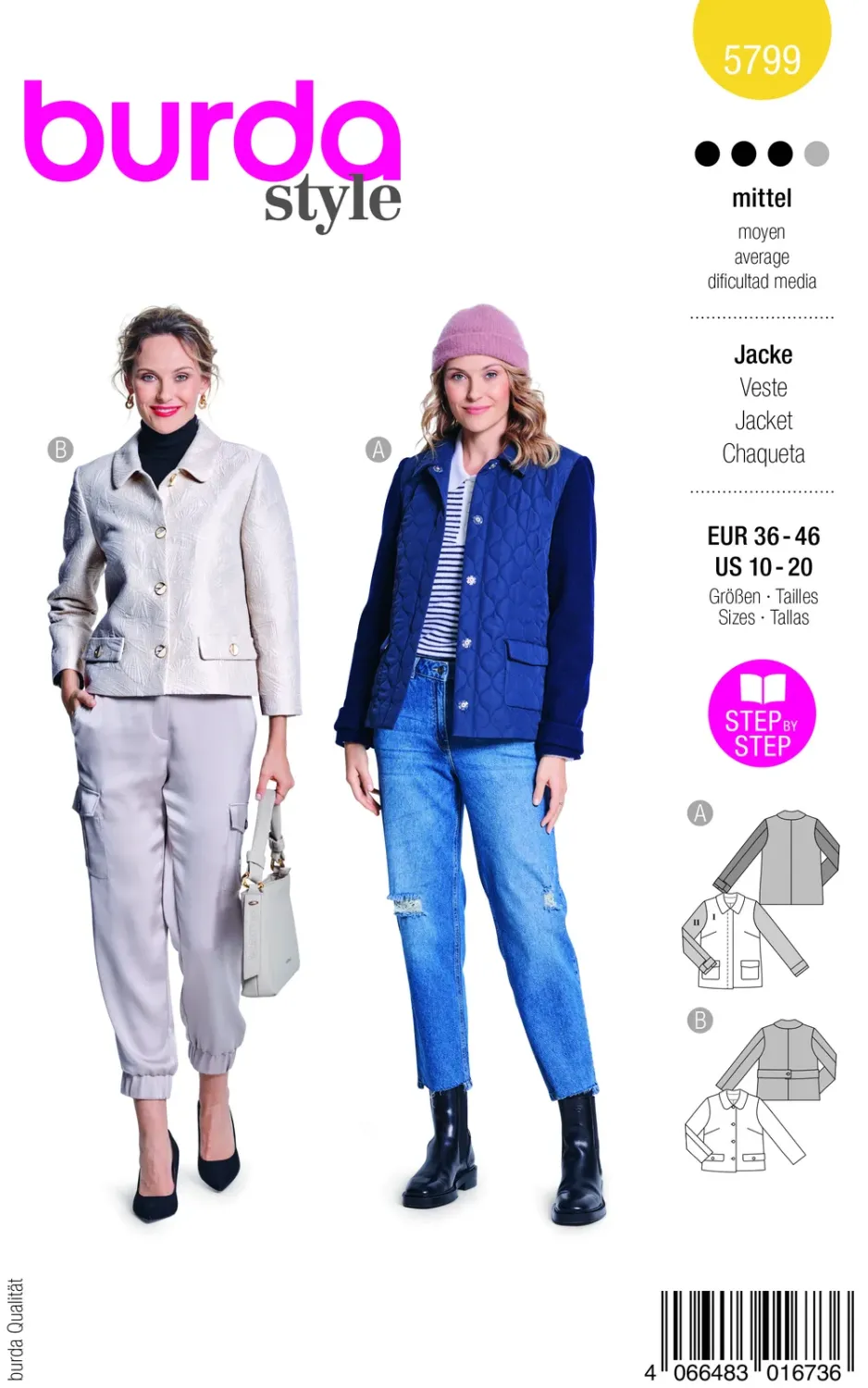 Burda 5799 – Quiltad övergångsjacka dam (36-46)