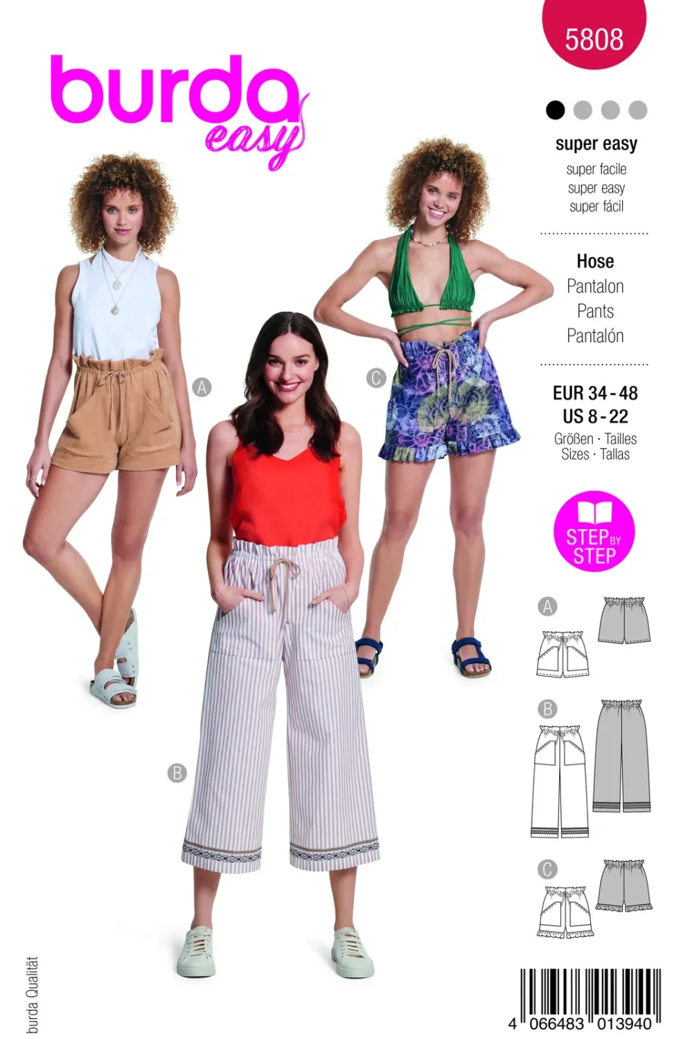 Burda 5808 – Shorts och långbyxor dam (34-48)