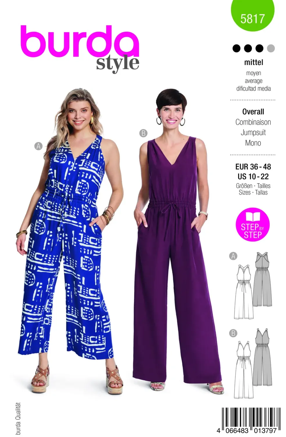 Burda 5817 jumpsuit dam, stl 36-48