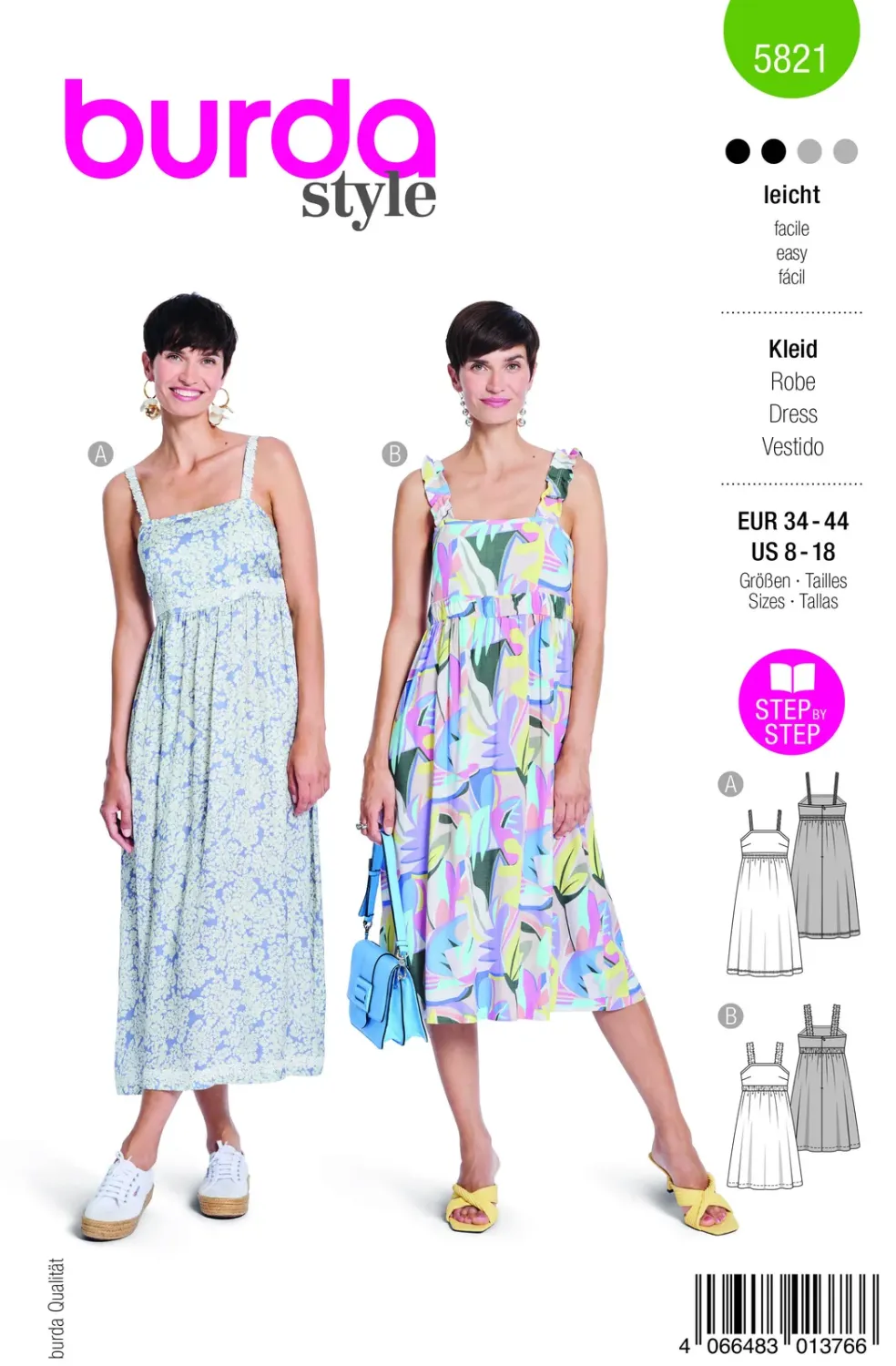 Burda 5821 – Sommarklänning dam (34-44)
