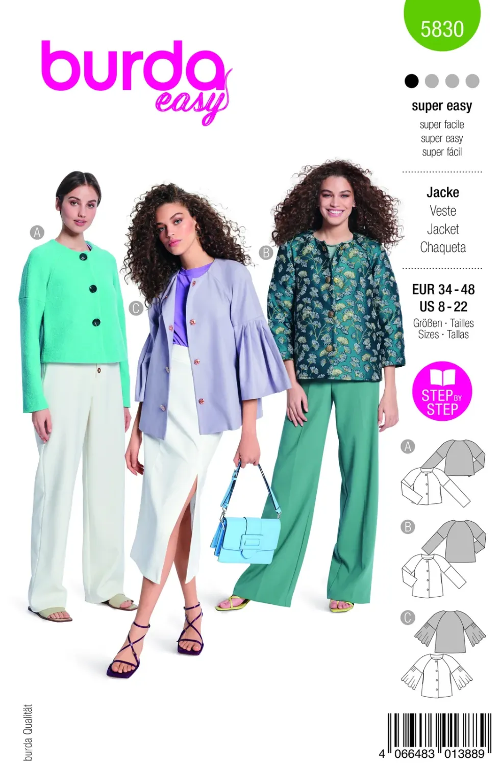 Burda 5830 jacka dam, stl 34-48
