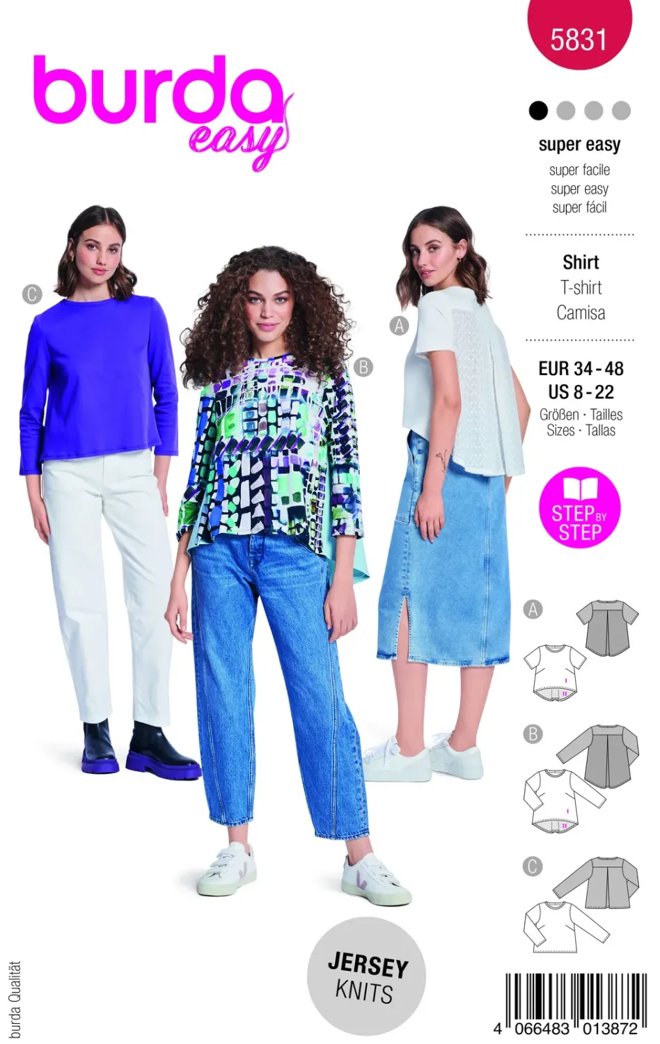 Burda 5831 – Skjorta med kort eller lång ärm dam (34-48)