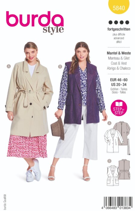 Burda Mönster 5840 - Kappa & Väst