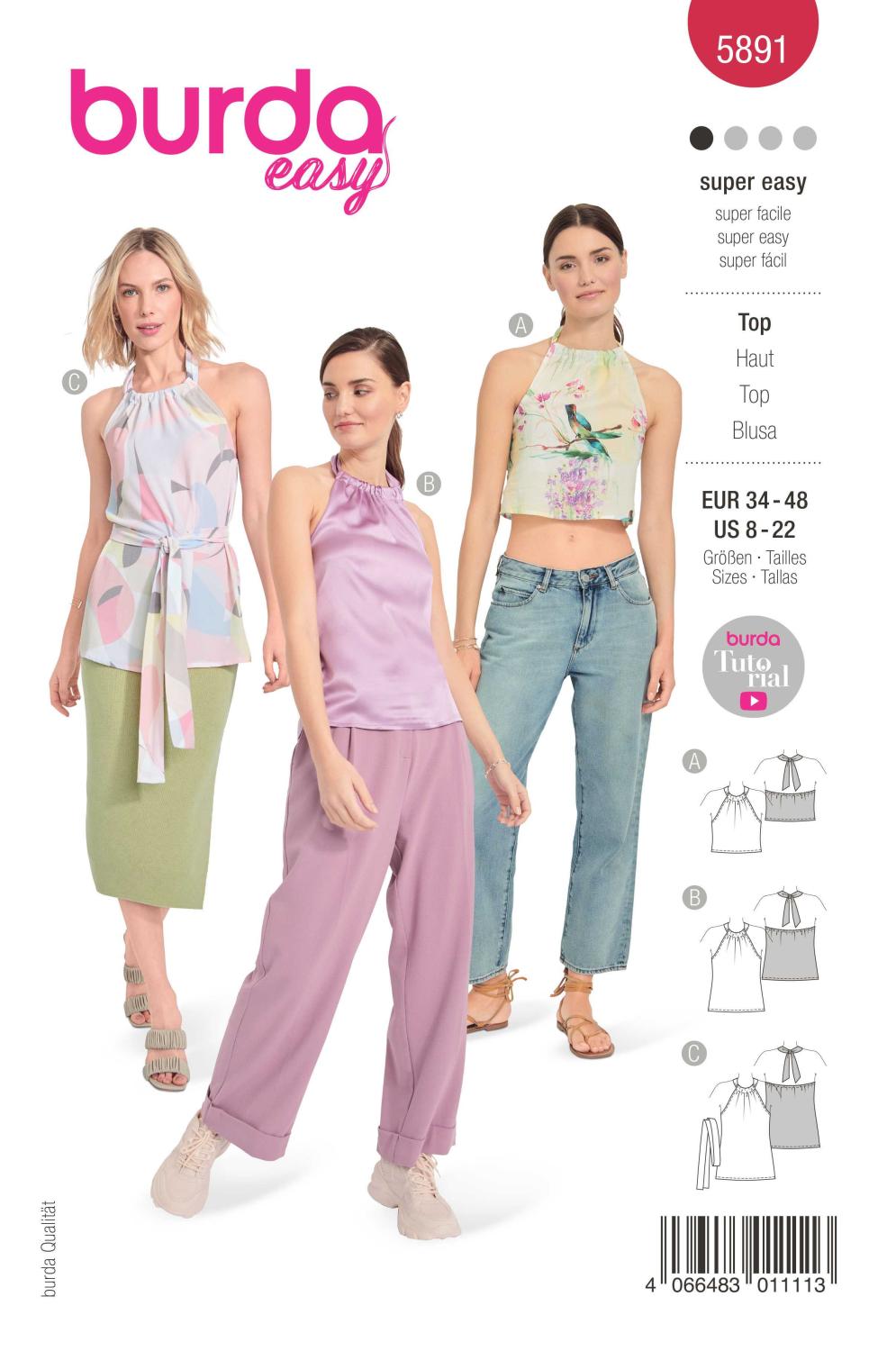 Burda Mönster 5891 - Topp