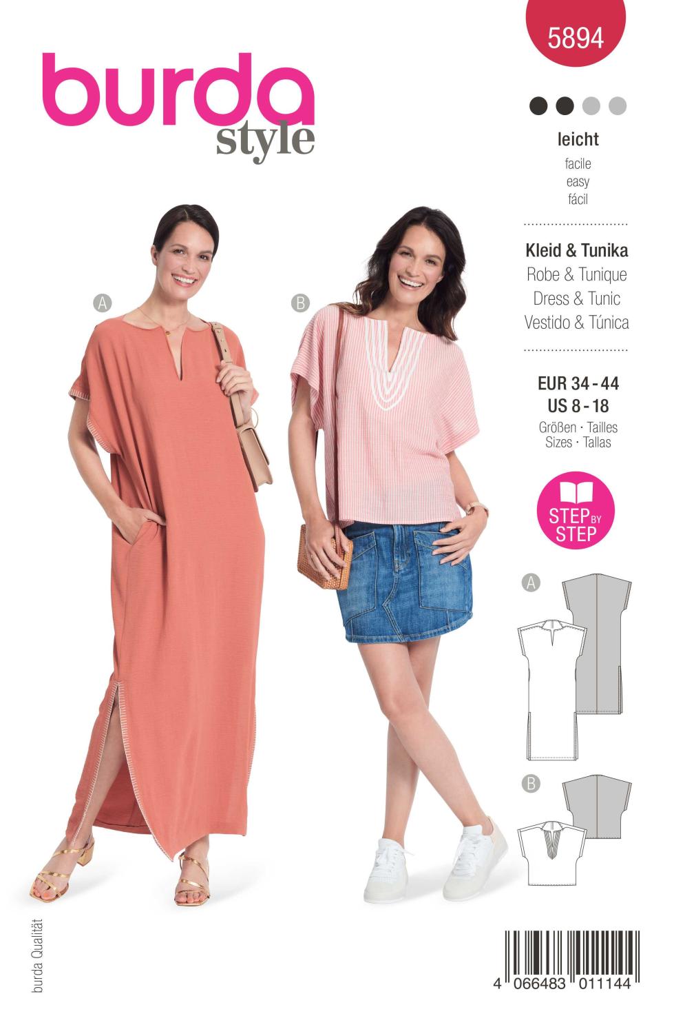 Burda Mönster 5894 - Klänning & Tunika Topp