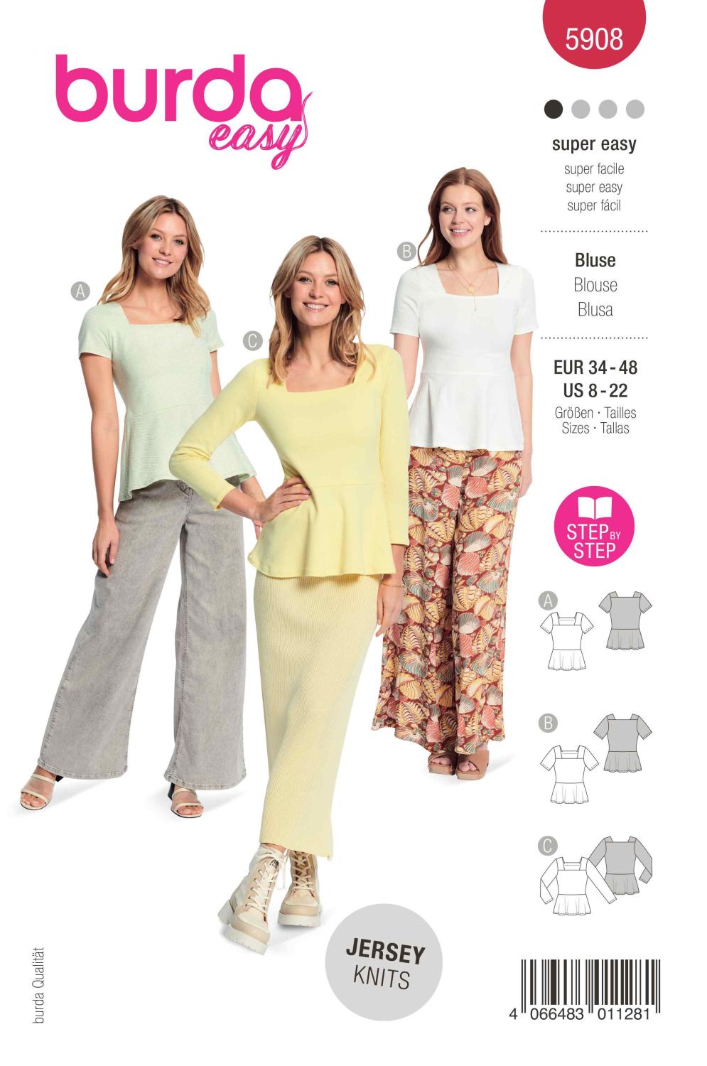 Burda Mönster 5908 - Topp