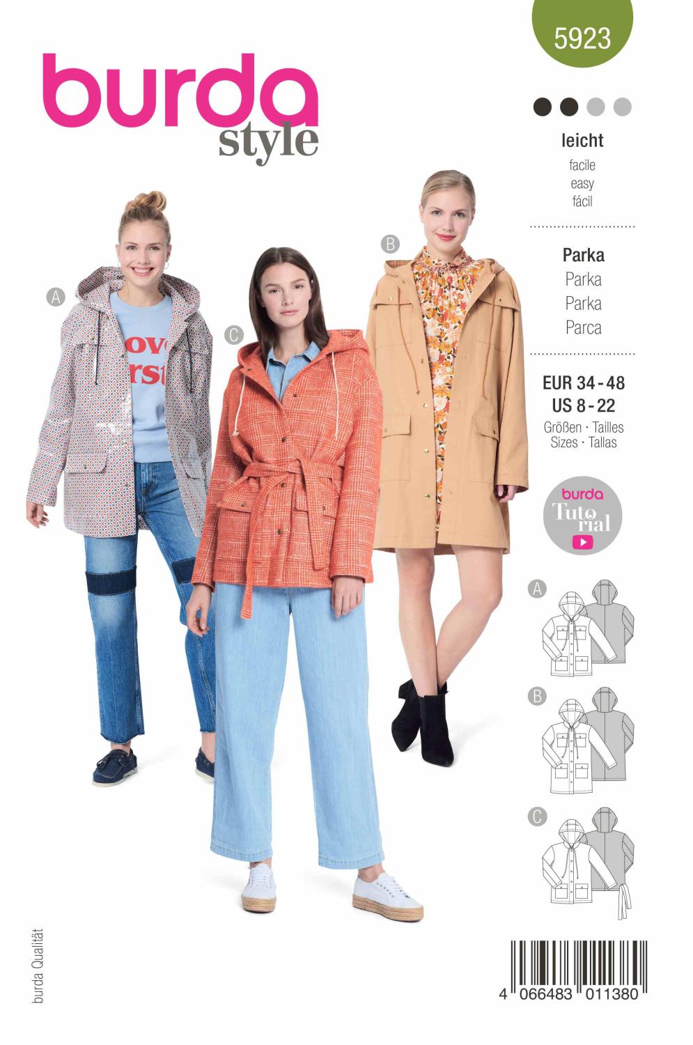 Burda Mönster 5923 - Parka