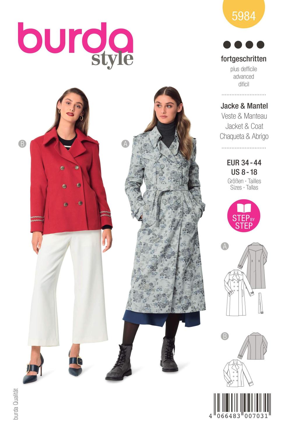 Burda Mönster 5984 - Cabanjacka & trenchcoat