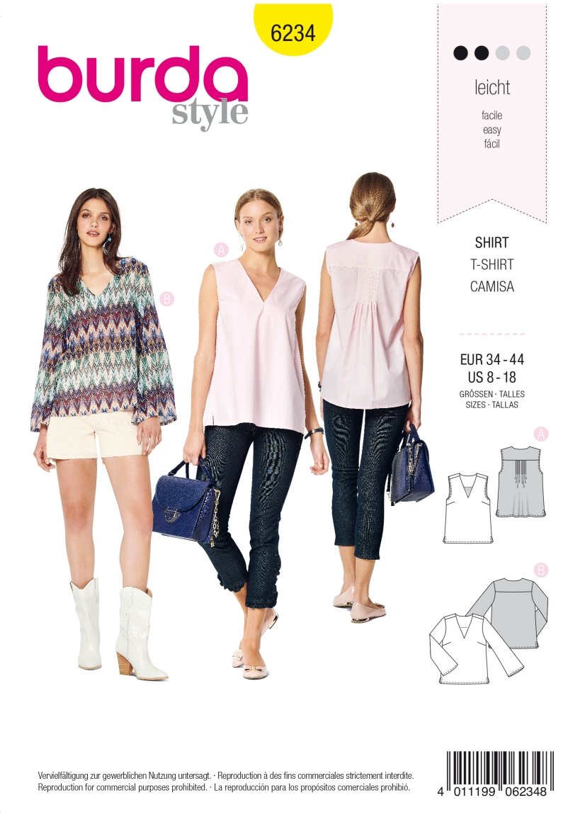 Burda Mönster 6234 - Blus – Topp – V-ringad
