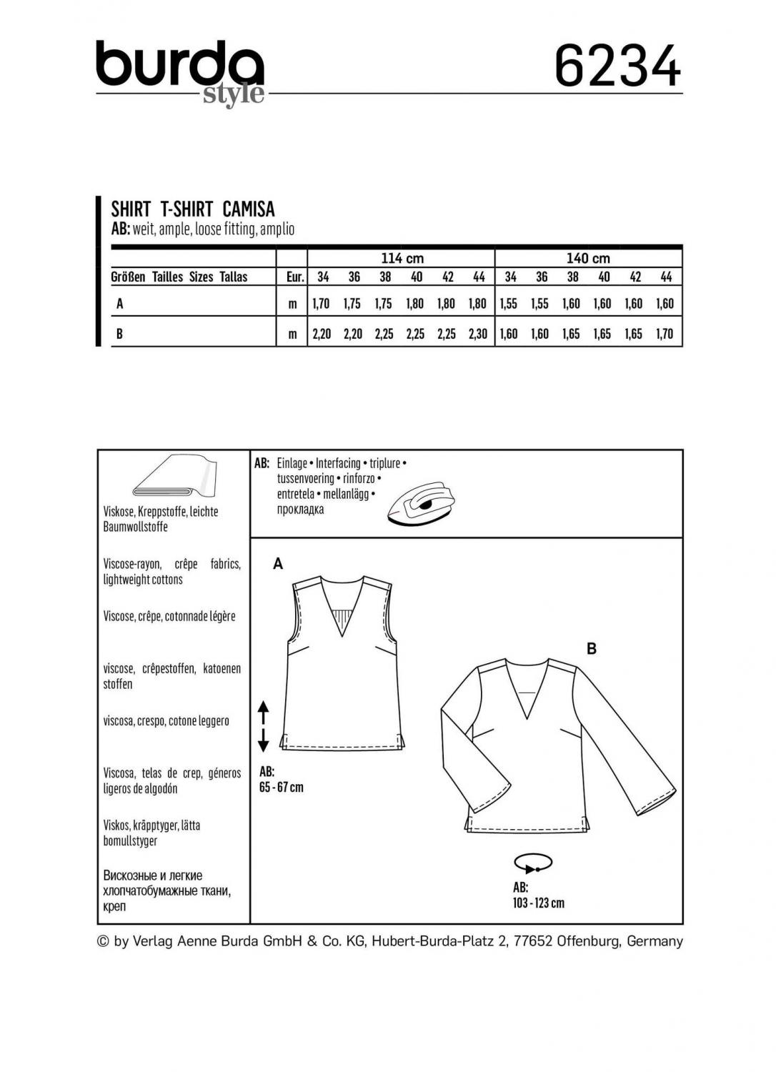 Burda Mönster 6234 - Blus – Topp – V-ringad