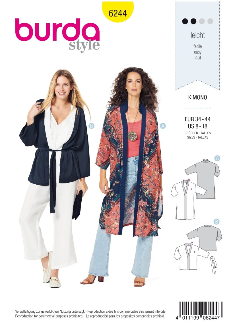 Burda Mönster 6244 - Kimono – Kappa – Jacka